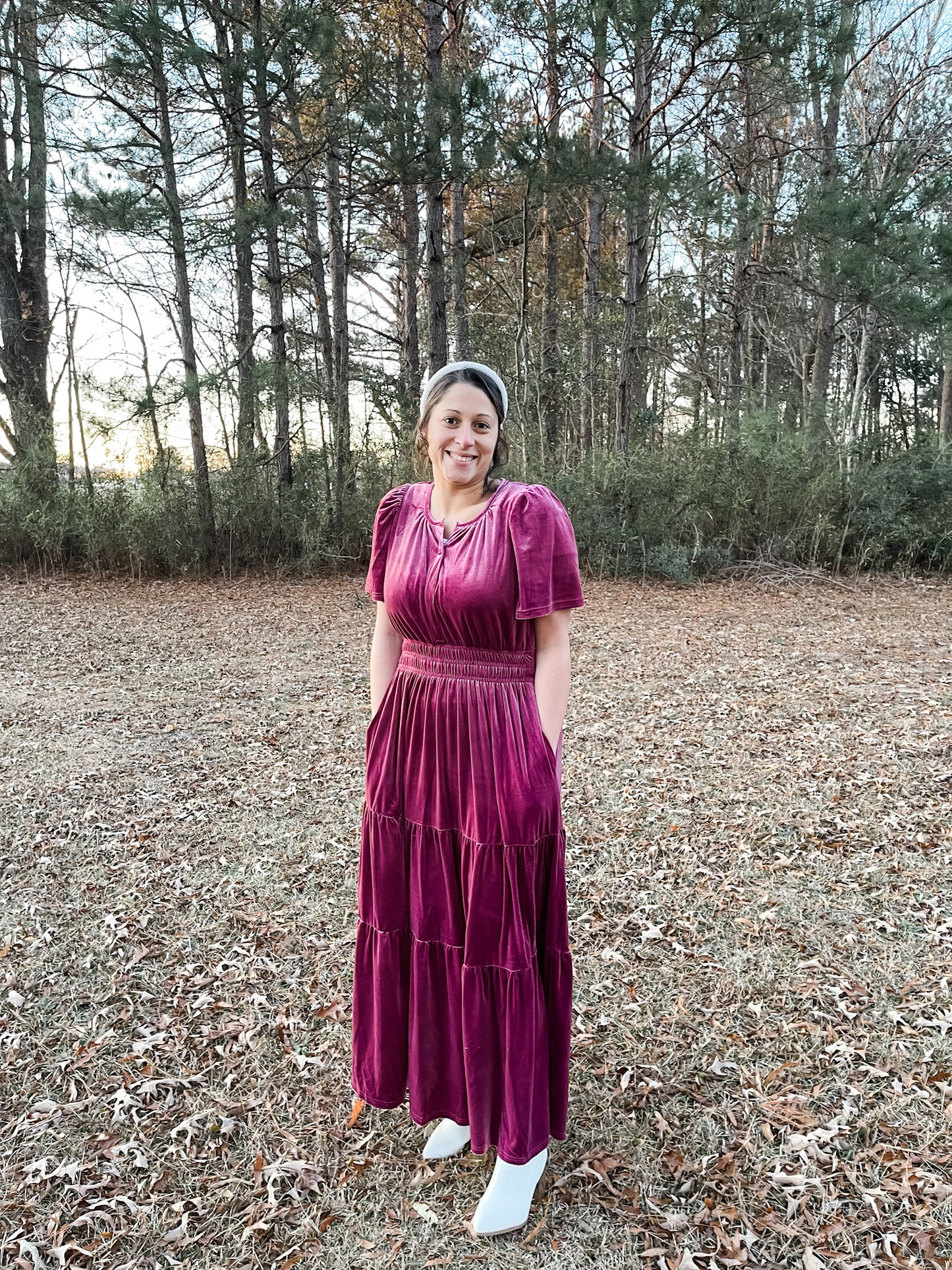 “Blossom in Grace” Velvet Layer Dress